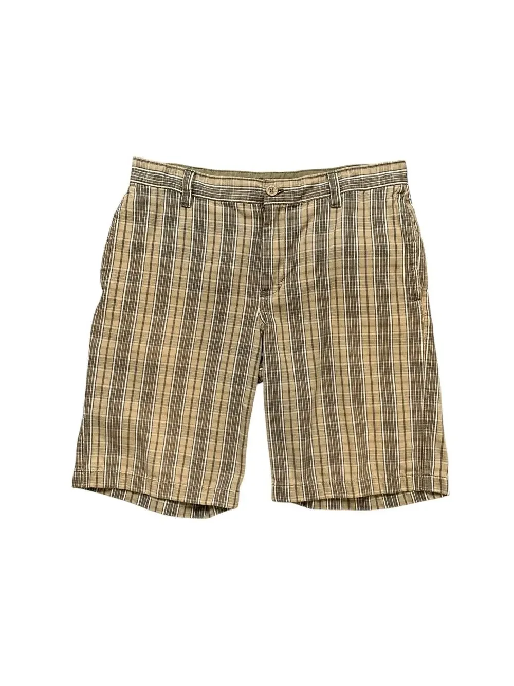 Vintage The North‎ Face Shorts Mens 31 Moss Green Plaid Cotton Twill Chino